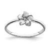14k White Gold Brushed Diamond-cut Plumeria Ring
