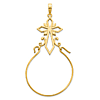 14k Yellow Gold Pointed Cross Charm Holder Pendant