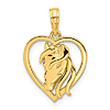 14k Yellow Gold Horse Head Inside Heart Pendant 5/8in