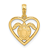 14k Yellow Gold Turtle Heart Pendant 1/2in