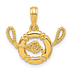 14k Yelow Gold Life Preserver Pendant with Rope