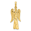 14k Yellow Gold Slender Guardian Angel Pendant 1in