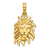 14k Yellow Gold Lion Crown Pendant 3/4in
