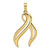 14k Yellow Gold Cut-out Breast Cancer Awareness Ribbon Pendant 1in