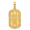 14k Yellow Gold Ornate Cross Dog Tag Pendant 3/4in