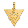 14k Yellow Gold Triangle Caduceus Pendant