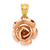 14k Two-tone Gold Rose Flower Charm 1/2in 