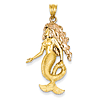 14kt Two-tone Gold 1 1/4in Mermaid Pendant