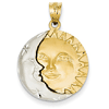 14kt Two-tone Gold 3/4in Satin Sun and Moon Pendant