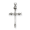 14k White Gold 1 1/4in Nail Cross Pendant with Rope