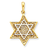 14k Two-Tone Gold Solid Open-Back Meshed Star of David Charm 7/8in
