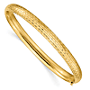 14k Yellow Gold 7in Diamond-cut Hinged Bangle Bracelet 6.5mm Wide