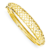 14kt Yellow Gold Wide Fancy Weave Hinged Bangle Bracelet