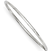 14kt White Gold 3mm Diamond-cut Tube Bangle Bracelet