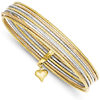 14kt Tri-color Gold Textured 7 Days Bangle Bracelet Set
