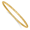 14k Yellow Gold Diamond-Cut Hollow Slip On Bangle 8in