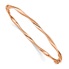 14k Rose Gold 3mm Twisted Bangle Bracelet 7in