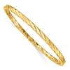 14k Yellow Gold Bangle Bracelet with Ribbed Texture 8.5in