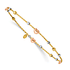 14k Tri-color Gold Heart Diamond-cut Slip-on Bangle 8in