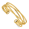 14k Yellow Gold Polished Multi Tube Cuff Bangle Bracelet