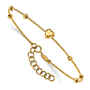 14k Yellow Gold Diamond-cut Beads with Heart Flexible Bangle 7in
