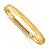 14k Yellow Gold Satin Diamond-cut Edge Oval Flexible Bangle 7in