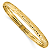 14k Yellow Gold Flexible Bangle with Textured Finish 7.5in