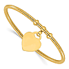 14k Yellow Gold Flexible Heart Charm Bangle Bracelet