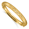 14k Yellow Gold 7in Diamond-Cut Fancy Hinged Bangle Bracelet 9mm