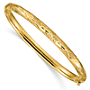 14k Yellow Gold 7in Diamond-Cut Fancy Hinged Bangle Bracelet 6mm