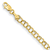 14k Yellow Gold 7in Hollow Double Link Charm Bracelet 4mm