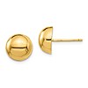 14k Yellow Gold 10mm Half Ball Post Earrings