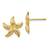 14k Yellow Gold Fancy Textured Starfish Earrings 1/2in