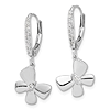 14k White Gold Diamond Butterfly Leverback Earrings