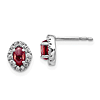 14k White Gold Cabochon Garnet and Diamond Earrings