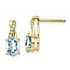 10k Yellow Gold 1.5 ct tw Oval Aquamarine and Diamond Earrings