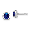 14k White Gold 1.5 ct tw Cushion Sapphire and Diamond Halo Earrings