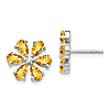14k White Gold 4.4 ct tw Citrine Flower Earrings with Diamonds