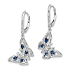 14k White Gold Diamond and Sapphire Butterfly Leverback Earrings