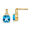 14k Yellow Gold 3.3 ct Cushion Cut Swiss Blue Topaz & Diamond Earrings