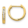 14k Yellow Gold 1/8 ct tw Diamond Hoop Earrings 3/8in