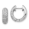 14k White Gold 1 ct tw Diamond Hinged Huggie Hoop Earrings 1/2in