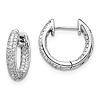 14k White Gold 2/5 ct tw Diamond Inside and Out Huggie Hoop Earrings
