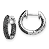 14k White Gold .40 ct tw Black Diamond Inside Outside Hoop Earrings