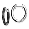 14k White Gold 1/2 ct tw Black Diamond Inside Outside Oval Hoop Earrings