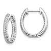 14k White Gold 5/8 ct tw Diamond Inside and Out Oval Hoop Earrings