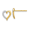 14k Yellow Gold .06 ct tw Diamond Heart Earrings