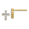 14k Yellow Gold .10 ct tw Diamond Cross Earrings