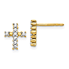 14k Yellow Gold .20 ct tw Diamond Cross Earrings