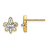 14k Yellow Gold 1/6 ct tw Diamond Fleur De Lis Earrings